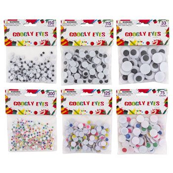 48 Cases of Craft Googly Eyes 6 Sizes Black Or Multi Color 33-300ct Craft Pbh