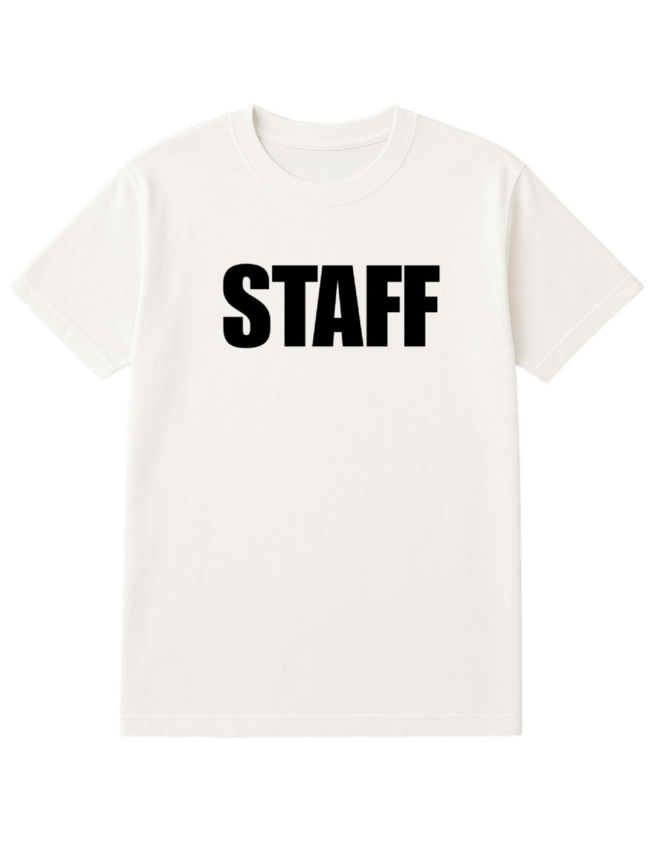 60 Pieces of Unisex Cotton Staff Printed T Shirt White With Black Print Back And Front Size X-Large