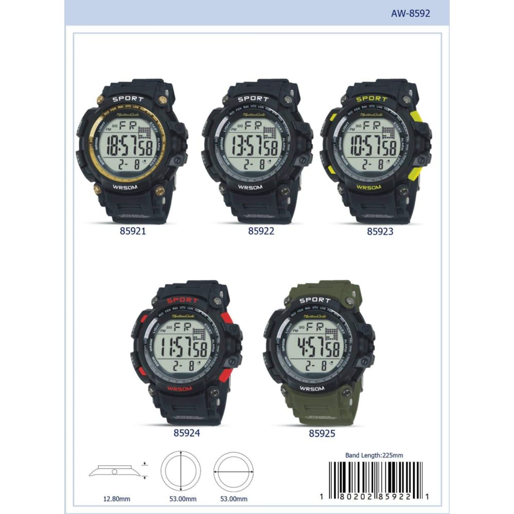 12 Pieces of Digital Watch - 85921 assorted colors