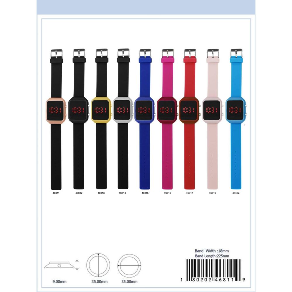 12 Pieces of Digital Watch - 46811 assorted colors
