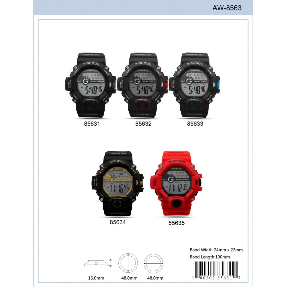 12 Pieces of Digital Watch - 85632 assorted colors