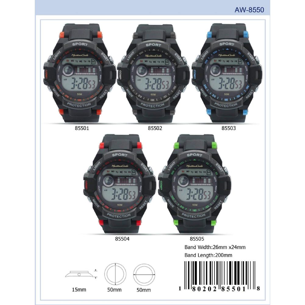 12 Pieces of Digital Watch - 85503 assorted colors