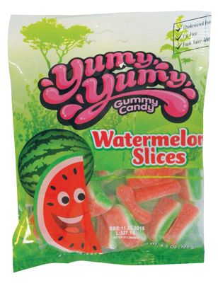 12 pieces of Yumy Yumy Gummy Watermelon Slices 4.5 oz
