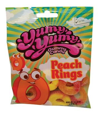 12 pieces of Yumy Yumy Peach Rings 4.5 oz