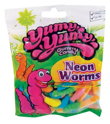 12 pieces of Yumy Yumy Neon Worms 4.5 oz