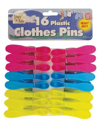 36 Pieces of Plastic Clothes Pins 16 Pack 3 Inch Assorted Colors Heavy Duty