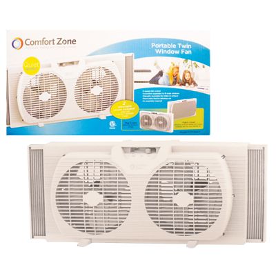 Comfort Zone Window Fan 9 Inch 2 Speed Twin Etl Approved