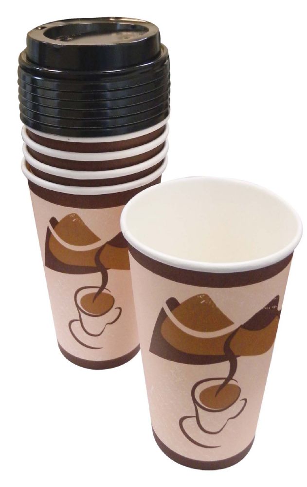 48 Pieces of Dispozeit Hot Cups 16 Oz 5 Ct With 5 Lids