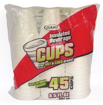 24 Pieces of Dart Foam Cup 8.5 Oz 45ct White