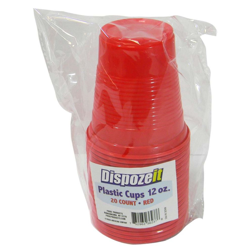 36 Pieces of Dispozeit Plastic Cup 12 Oz 20 Ct Red