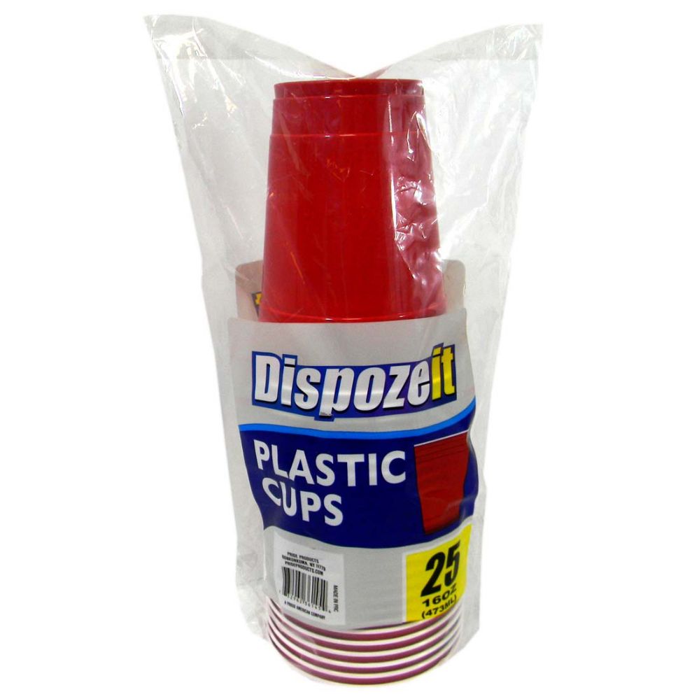 24 Pieces of Dispozeit Plastic Cup 16 Oz 25 Ct Red