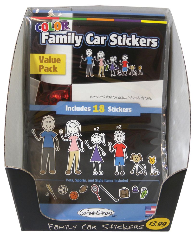 36 Pieces of Family Car Stickers 18 Packdisplay Box 9 Blkandwht+9 Color