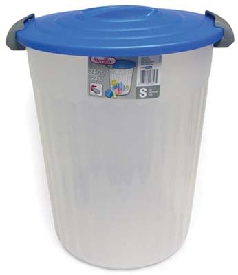 6 Pieces of Sterilite Utility Can 24 Quart White With Blue Lid