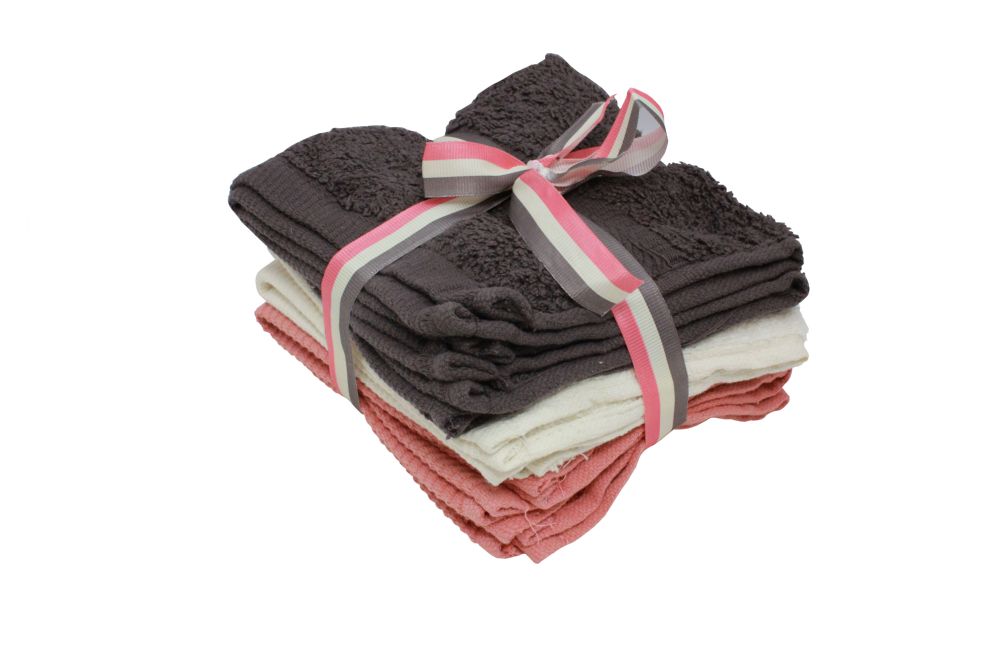 24 Pieces of Wash Cloth 6 Pack 13 X 13 Assorted Colors