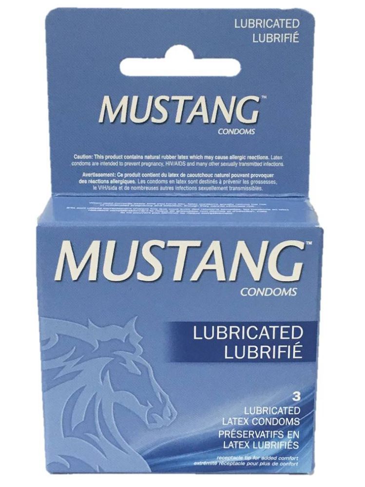 48 Pieces of Mustang Condom 3 Ct Lub Blue