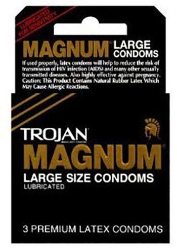 12 Pieces of Trojan 3 Count Magnum Black Large