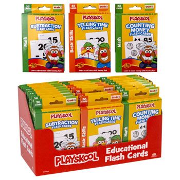 24 Pieces of Playskool 36ct Math Flash Cards 4 Assorted Boxed In Pdq See n2