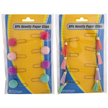 36 Pieces of Pom Pom Or Tassel Paper Clips 8ct Stat Pb/printed Insert