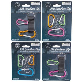 48 Pieces of Carabiner Clip Metal 2 Or 3pk Asst Sizes/12pc Mdsg Strip Blister Card