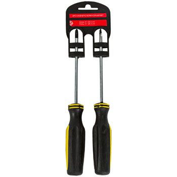 24 Pieces of Screwdriver Set 2pk 8in Magnetic Flat/phillips Blk/ylw Handle Hardware Plastic Handle
