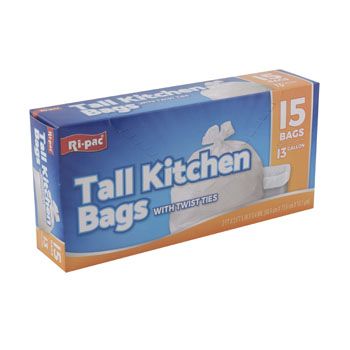 24 Pieces of Trash Bags 15ct - 13 Gallon Tall Kitchen - White