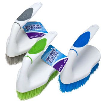48 Pieces of Scrub Brush Iron Shape Handle 5.5in 3ast Colors Cleaning ht