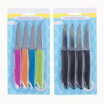 48 Pieces of Knife Paring 4pk 5.75in 6pc Black/18pc Color Handle Per Inner B&c Blister