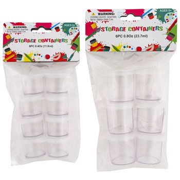 48 Pieces of Craft Storage Jars 6/8 Pc 2ast Size Plastic W/tight Lids