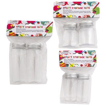 36 Pieces of Craft Storage Jars 2pk Clear Plastic W/screw On Lids 3ast Sze1.6/2.5/4.6 Oz Craft Pbh