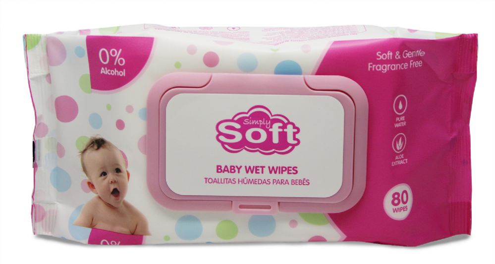 24 Pieces of Baby Wipe 80 Count With Pink Lids