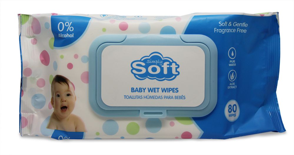 24 Pieces of Baby Wipe 80 Count With Blue Lids