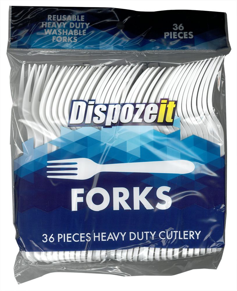 48 Pieces of Dispozeit Plastic Cutlery 36 Ct Heavy Duty Fork