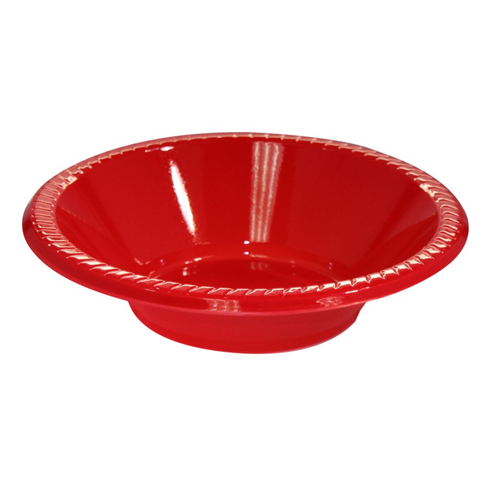 24 Pieces of Dispozeit Plastic Bowl 7 In 12 Ct Red