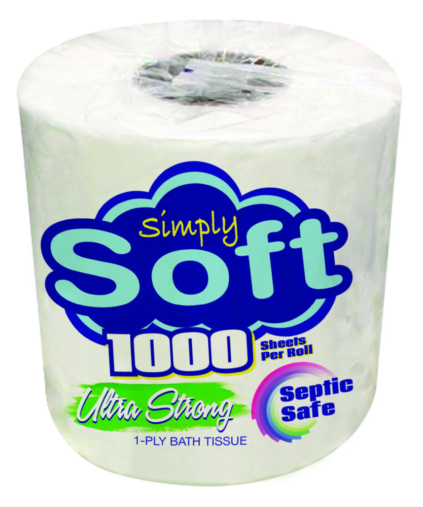 60 Pieces of Simply Soft Bath Tissue 1000 Sheet 1 Ply