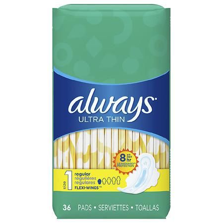 6 Pieces of Always Ultra Thin Regular Unscented Wings 36 Count