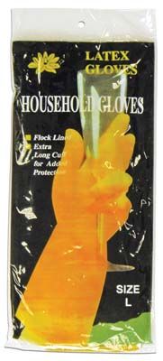 120 Cases of Latex Household Gloves Large Flock Lined Extra Long