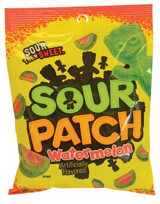 12 pieces of Sour Patch Watermelon 4 Oz Peg Bag