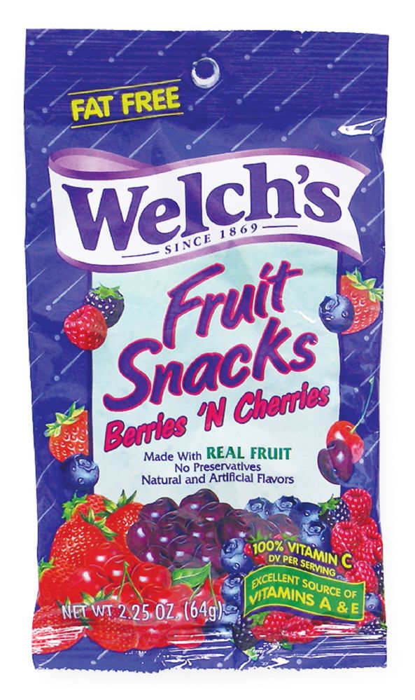 48 pieces of Welch's Fruit Snacks 2.25 Oz Berries 'n Cherries (made In Usa)