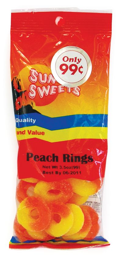 12 pieces of Sunset Peach Rings 3.1 Oz Prepriced At .99
