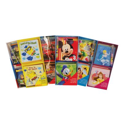 96 Pieces of Disney Note Cards 4 Card Set Note Cards Set 9 PC-4 Cards / Envelopes & 1 Gel Pen Assorted Princess / Toy Story / Tinkerbell / Mickey / Cars / Spongebob / Dora