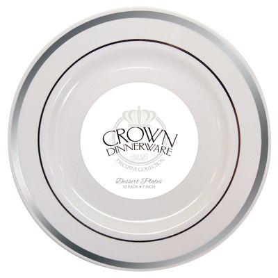 12 Pieces of Crown Dessert Plate Executive Collection 7 In 10 Pk Silver