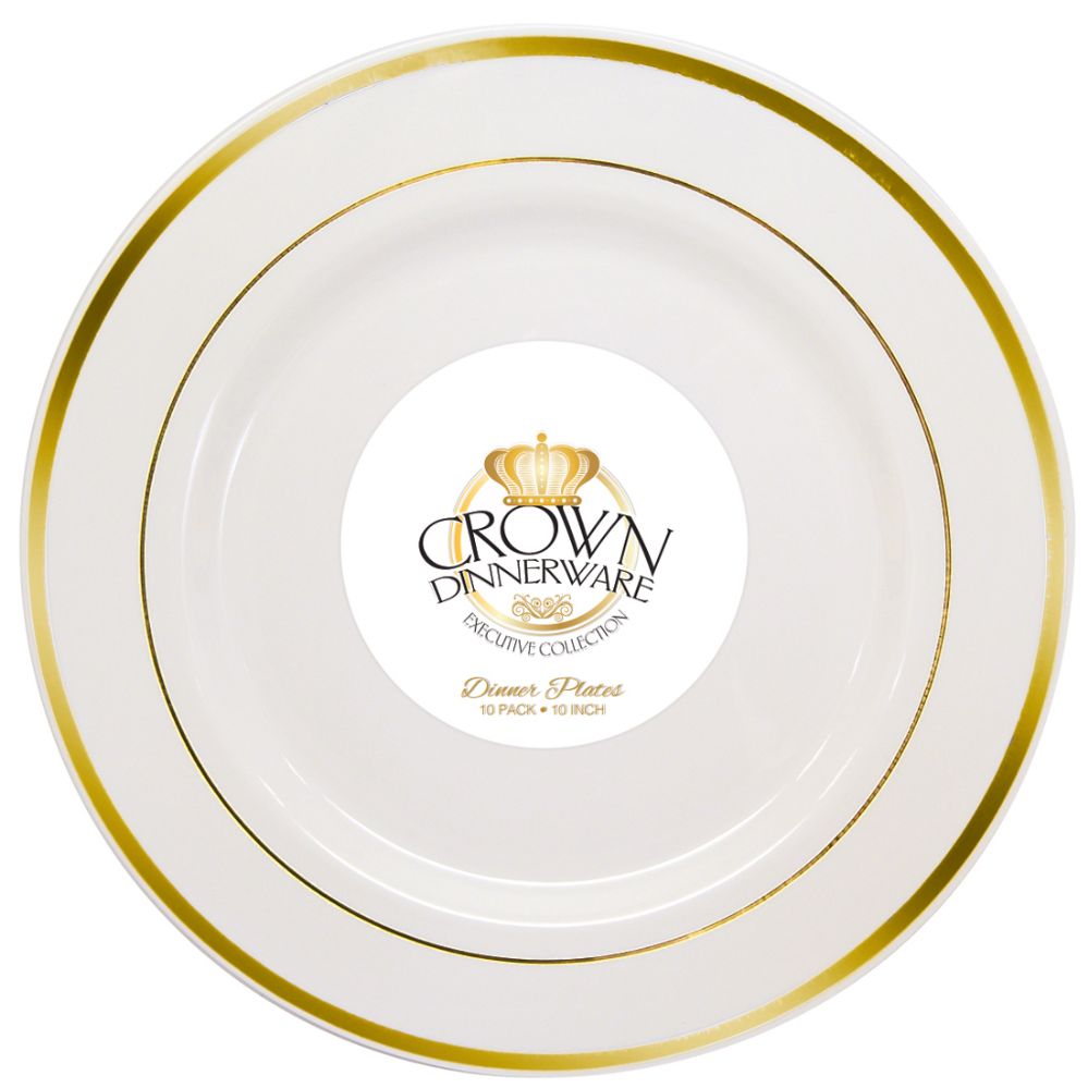 12 Pieces of Crown Dinner Plate Executive Collection 10 In 10 Pk Gold