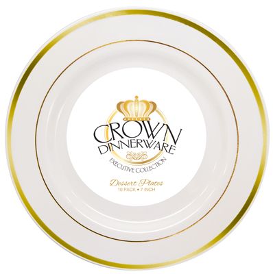 12 Pieces of Crown Dessert Plate Executive Collection 7 In 10 Pk Gold