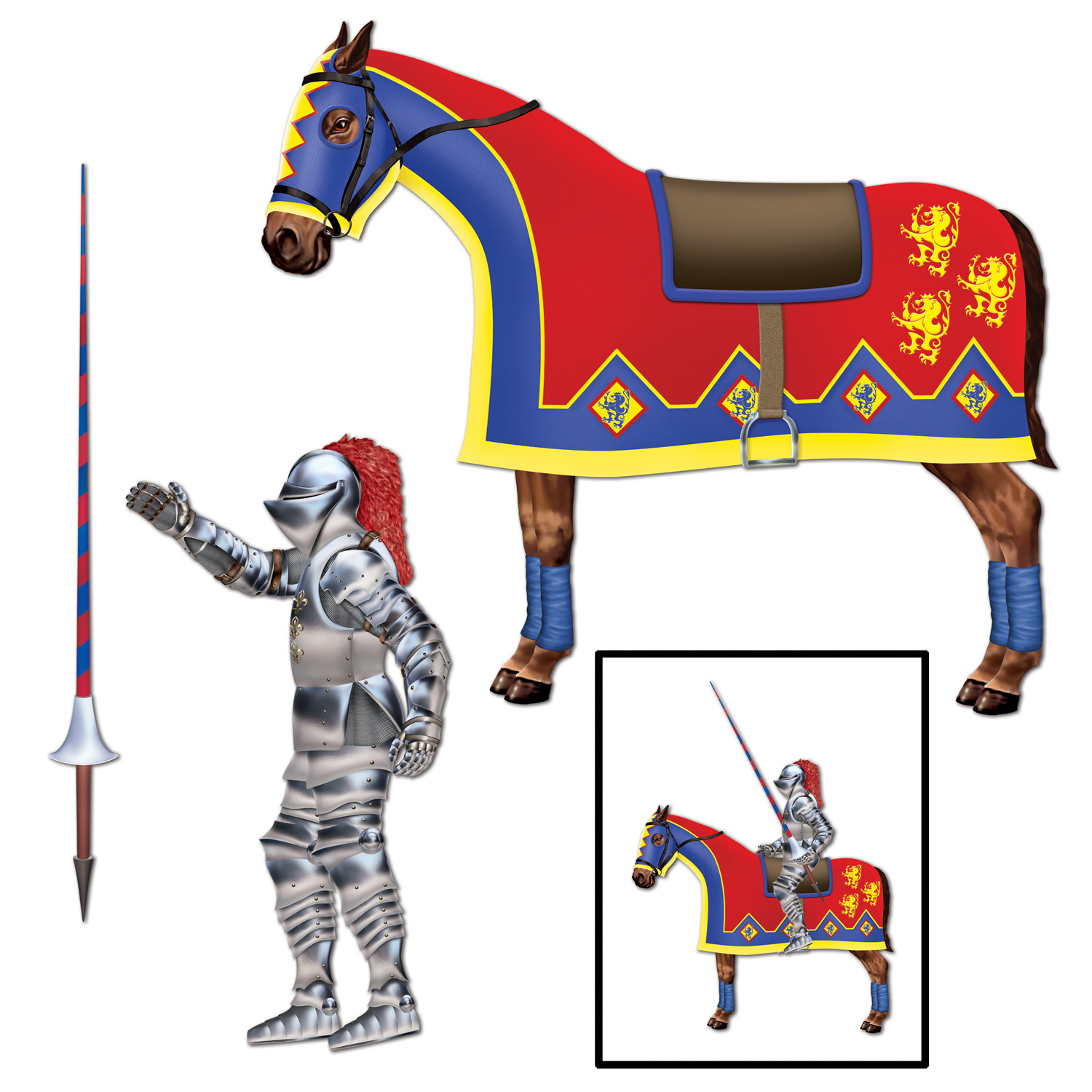 12 Pieces of Jointed Jouster Horse & Lance Cutouts Included