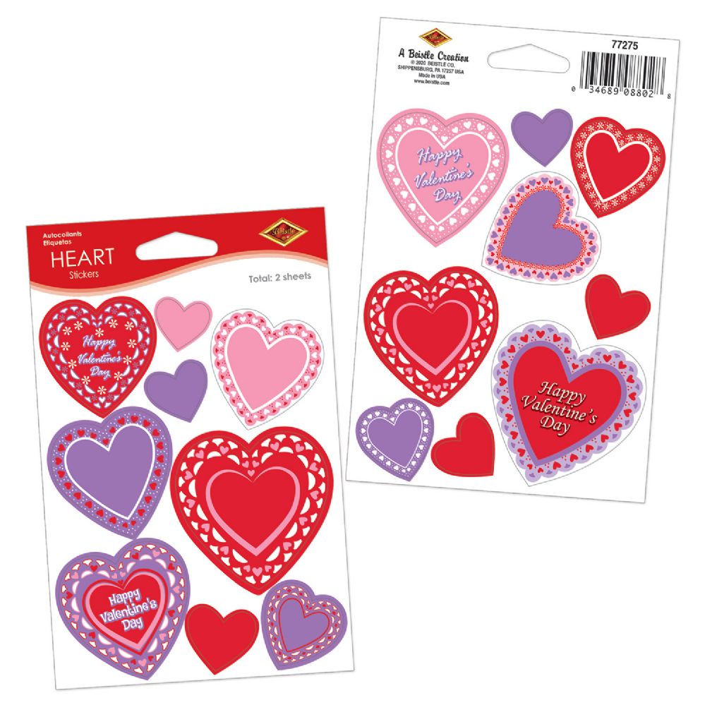 12 Pieces of Heart Stickers