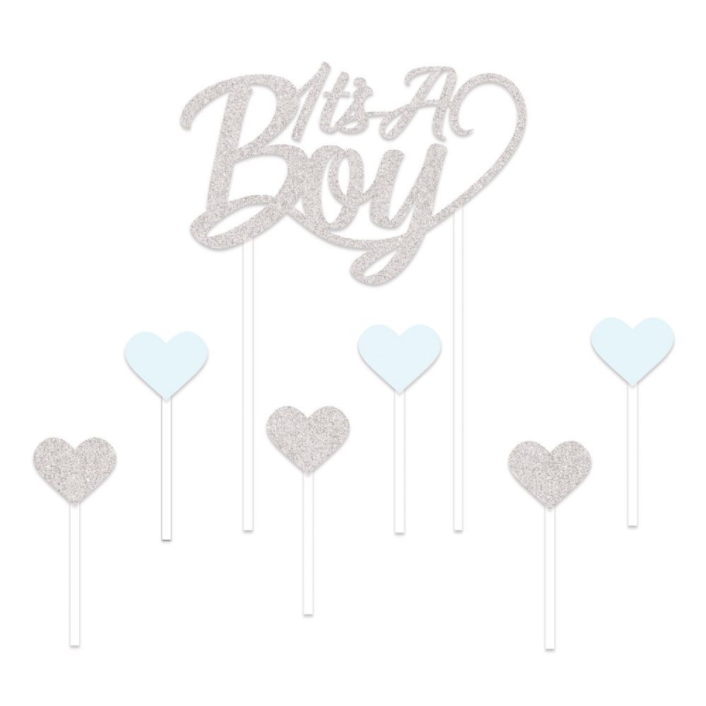 12 Pieces of It's A Boy Cake Topper