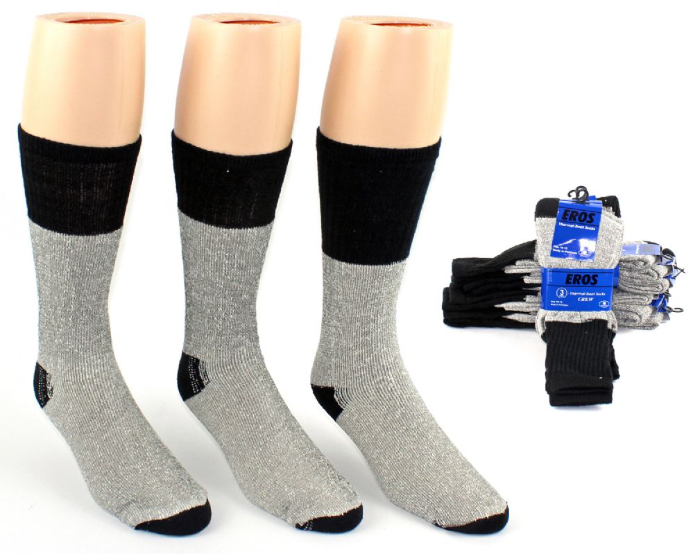 24 Pairs of Men's Thermal Crew Boot Socks - Size 10-13