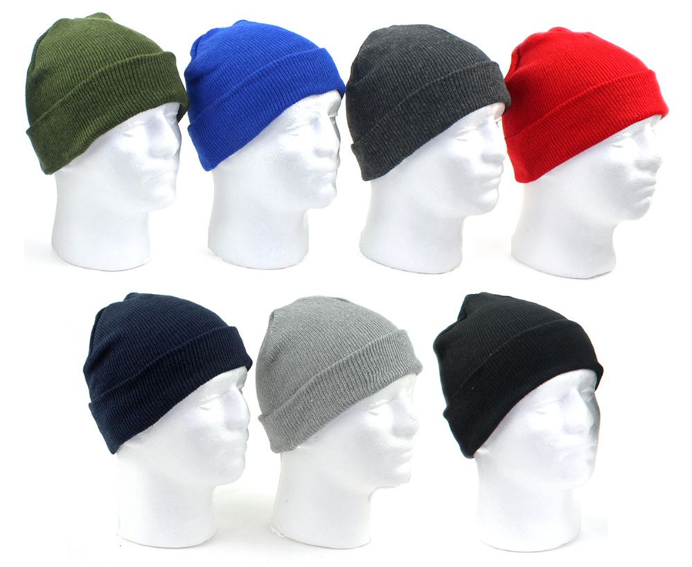 60 Pieces of Children's Cuffed Knit Hats - Assorted Colors