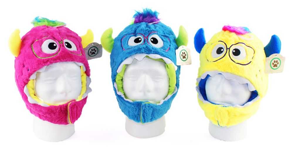 12 Pieces of Children's Plush Monster Hats - Assorted Spooky Styles
