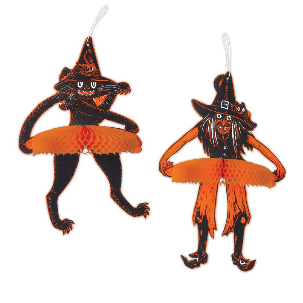 12 Pieces of Vintage Halloween Jtd Tango Witch & Cat